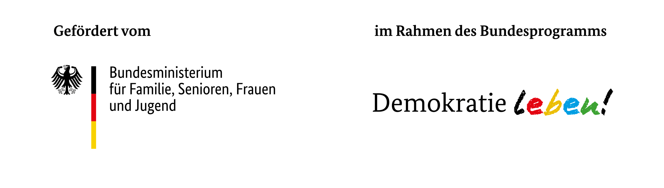 Logos des Bundesministeriums für Famlie, Senioren Frauen und Jugend und des Bundesprogramms »Demokratie leben!«